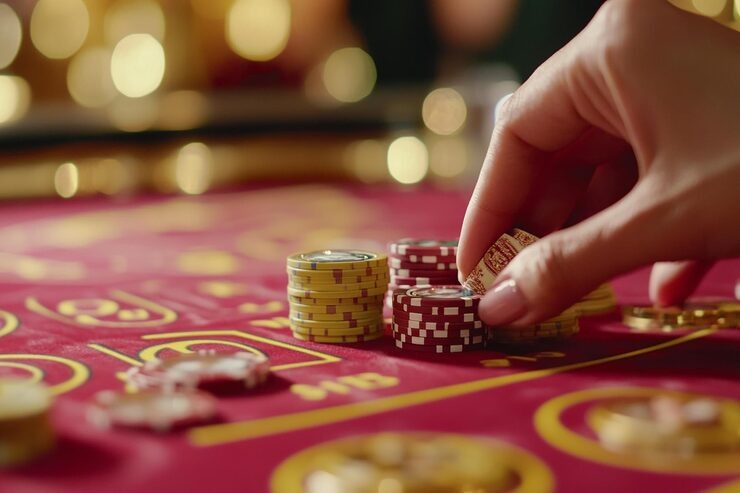 Live-dealer blackjack table with professional croupier